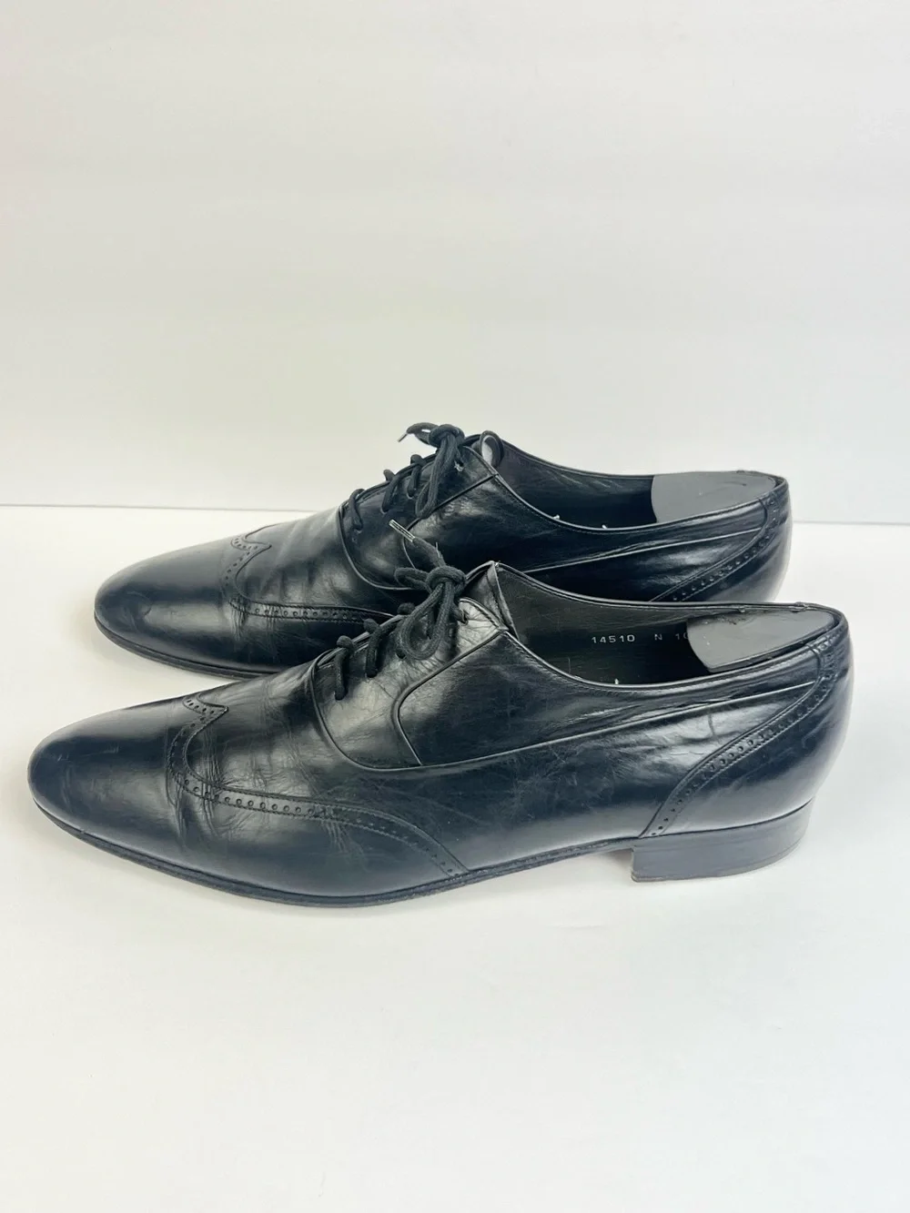 Vintage 80s Bruno Magli Italy Black Luxury Leather Lace Up Shoes Oxfords  10.5 N